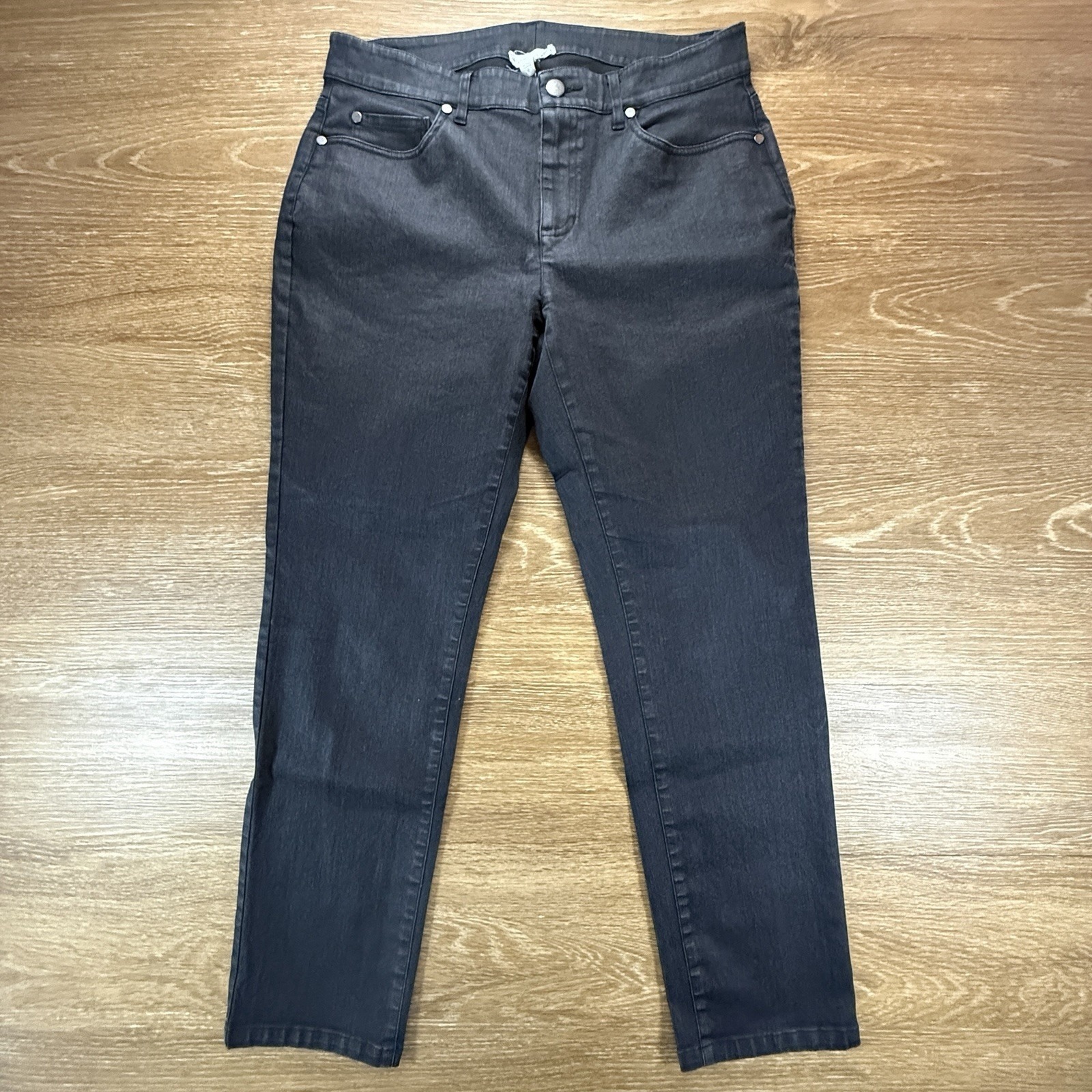Eileen Fisher Jeans Women's 8 Black Organic Cotton Stretch Mid Rise Skinny